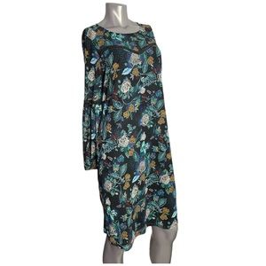 Thalia Sodi Black Crochet floral print Mesh Dress Sz L